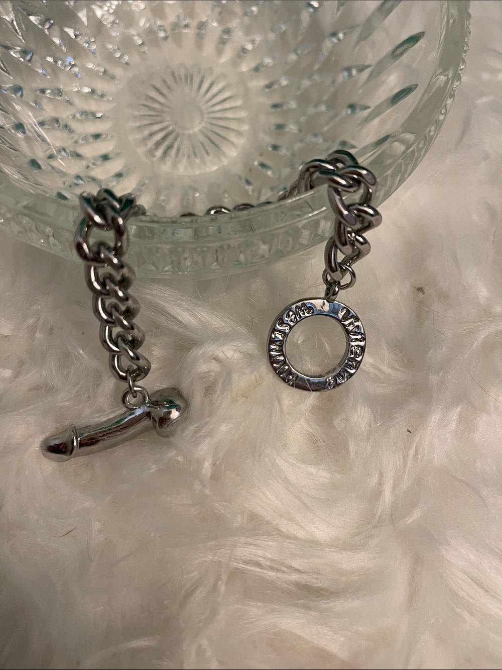 Vivienne Westwood Silver Chunky Phallus Toggle Chain Charm Bracelet